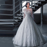 Wedding Dress 2026 New Spring Shoulder Repair Lace Tidal Tail Wedding Dress Large Size Thin Long-Sleeved Wedding Dress HZ0517