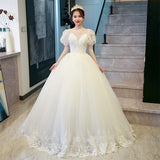 French Main Wedding Dress Girl Small Man 2025 New Bride Shoulder-To-Shoulder Light Yarn Simple Syarn Xia HZ0517