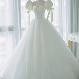 Light Wedding Dress 2026 New Bridal Girl Small Man Simple And Light In The Escape Princess Bubble Sleeve HZ0517