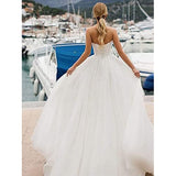 Temperament Lace Drag-Tailed Wedding Bridal Bridal Dress Long Tulle Shoulderless Strap HZ0517