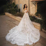 Bride Drag Tail Wedding Dress 2026 New Wedding Dress White Sexy Back Shoulder Dreamy Line HZ0517