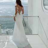 Sexy Long-Sleeved Mermaid Wedding Dress White Lace Sticker 2026 Bridal Dress Dress Beach Wedding HZ0517