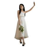 Simple And Linden Light Wedding Dress Light Luxury Small White Dress Certificate Registration Yarn Bride Wedding Brawn Dress Dress HZ0517