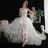 2026 New Front And Back Long Tailed Light Wedding Dress Princess Cake Short Skirt Wedding Ceremony HZ0517