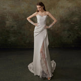 French Light Wedding Dress 2026 New Bridal Thighs Yarn White Fishtail Dress HZ0517