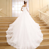 Word-On-Shoulder Wedding Dress 2025 New Korean Version Of Thin Shoulders Long Tail Bride Wedding Large Size Dress Woman HZ0517