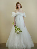 Small High-Waisted Bubble Sleeve Sweet Princess Wind Korean Version Of The Bridal Certificate To Shoot The Sentite Light Yarn HZ0517