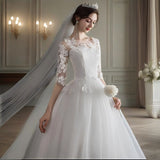Long-Sleeved Wedding Bride 2026 New French Simple Dress Small Thin Pregnant Woman Large Size Summer HZ0517