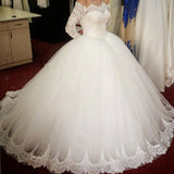 Wedding Bride 2026 Spring New Shoulder Long-Sleeve Leaster Puffen Bride Tail Wedding Dress HZ0517