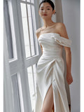 The High-Quality Texture Of The Vertiny Shoulder Wedding Dress The New Bride Simply Greets The Light Wedding Dress With Thin Engagement Dress HZ0517