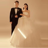 2026 New Breast-Shape Wedding Dress Showing Thin Princess Ponpong Skirt Super Xian Sen System French Bride Go Out Yarn Travel Shot HZ0517