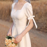 White Light Wedding Dress French Certificate Registration 2026 Fairy Qi Famous People Usually Wear Dress Travel Shooting Light Wedding Dress HZ0517