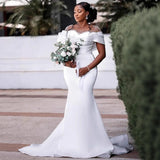 Black Bride's Mermaid White Wedding Transneck Pearl Pearl Mounted Garden African Garden Bride HZ0517