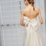 Mori Style Wedding Dress Bra 2026 New Cute Big Bow Simple Retro Vertiny Waist Fishtail Wedding Dress Woman HZ0517