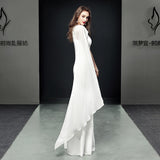 Evening Dress Women 2026 New Banquet Performance Model Host Atmospheric Long Dress Dress Summer Wedding Polyester HZ0517