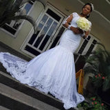 2026 African Mermaid Bride Wedding Master Yarn Lace Dress Long Tailed Ceremony Hosting Dress HZ0517