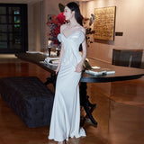 Travel Shot Wedding Dress Simple Light Luxury High-End Feeld With The Bridal Brawn Fishtail Chair Dress Birthday Banquet Can Be Worn HZ0517