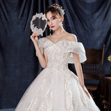 Starry Sky French Light Wedding Dress 2025 New Temperament Shoulder Bridal Bridal Super Fairy Dream Heavy Industry Wedding Dress G35 HZ0517