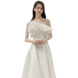 French Bra Light Wedding Dress Bride Simple High-End Feeling Of Lint White Dress Dress HZ0517