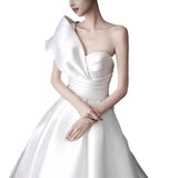 Korean-Style Densted Simple Light Wedding Dress New Small Bride Goes Out To Greet The Family HZ0517