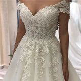 Wedding Women 2026 New Bridal Yarn One-Word Shoulder Temperament Lace Mesh Yarn Heavy Industry Tug Tail Thin Dress HZ0517