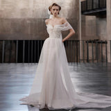 One-Word Shoulder Light Wedding Bridal Bridal Shoot Beautiful Dream Super Fairy Oogen Dress Senjie Tail Welcome Yarn HZ0517