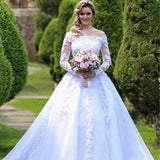 One-Word Shoulder Wedding Dress 2026 Spring New Bridal Princess Drag-Tailed Large-Size Repair Studio Wedding Dress HZ0517