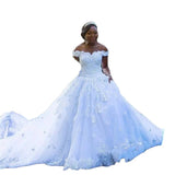 New Word Shoulder Main Wedding Dress African Big Tail Heavy Industry Wedding Dress Pony HZ0517