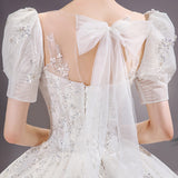 French Light Main Wedding Dress 2026 New Spring Bride Small Sleeves With Thick Arm Temperament Big Tail Wedding Dress HZ0517