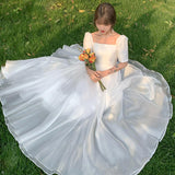 French Light Wedding Dress 2026 New Bridal Maid Mori Simple Temperament Go Out Welcome Yarn Dress Dress Princess Style HZ0517
