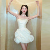 French Braed Light Wedding Dress Small Bridal Short-Sized Bridal Ponve Dress Registration Engagement White Evening Dress HZ0517