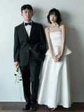 French Brated Light Wedding Dress Bridal High-End Simple Densate Certificate Registration Small White Dress Engagement White Dress HZ0517