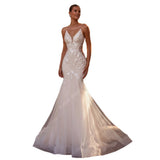 Suspension Fishtail Wedding Dress Bride Slim Thin French Lace Out Yarn Temperament Luxury Dress Dress Dress HZ0517