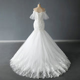 Supply Of A Word Shoulder Main Wedding Dress 2026 New Temperament Bride Tail Starry Sky Simple Mori Dream HZ0517