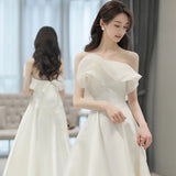 French Bra Light Wedding Dress Bride Simple High-End Feeling Of Lint White Dress Dress HZ0517