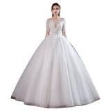 Wedding Bride 2025 New Dream Korean Small One-Word Shoulder Leaster Lace Wedding Dress G33 HZ0517