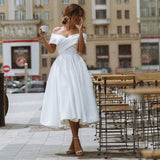 Wish New Dingy Wedding Dress Elegant Simple Shoulder Dress Woman HZ0517