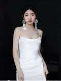 French-Style Seduced Face Light Wedding Dress Bride Simple Niche Twilight Yarn Feeling Engaged White Fishtail Dress HZ0517