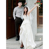 French Brated Light Wedding Dress Before The Short And High-End Feeling Bride Goes Out Yarn Outdoor Travel Photo Registration Small Dress HZ0517