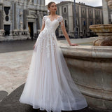 Deep V Wedding Dress With Beautiful Body And Stylish Simple White Wedding Dress HZ0517