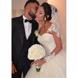 Bridal Skin Color Net Long Sleeve Wedding Dress Embroidered Simple Round And Round Sexy 2026 New Wedding Dress HZ0517