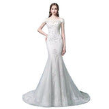 Fishtail Light Wedding Dress 2026 New Bride Simple Word Shoulder Small Tail Light Yarn Small Temperament Dress HZ0517