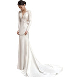 Sine-Faced Light Wedding Dress Long Sleeve Slim Fish Tail Showing Thin Welcome Yarn Temperament Lace French Hepburn Style Yarn Dress HZ0517