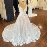 Bridal Wedding Dress Fashion Lace Sling With Deep V Small Tail Dress Photo Dress HZ0517