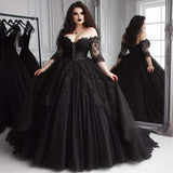 One-Word Shoulder New Black Thin Dress Wedding Dress Temperament Banquet Host Dress HZ0517