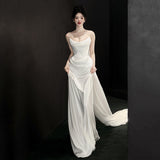 Simplicity Of The Bridal Bridal French Simple High-End Welcome Out Of The Yarn White Bratail Tug-Tail Dress HZ0517