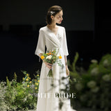 White Light Wedding Dress 2026 New Garden Teen Temperament In Line With The Simple French Set Of Dress HZ0517