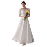 French Light Wedding Dress 2026 New Density Simple Light Yarn White Dress Dress Welcome Out Of The Yarn HZ0517
