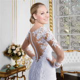 Fishtail Wedding Dress 2026 New Bride Married Long-Sleeved Shoulder Lace Skinny Court Retro Wedding Dress HZ0517