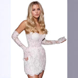 French Travel Photo Wedding Wedding Beach Short Skirt Elegant And Sexy Skinny Breast Banquet Dress HZ0517